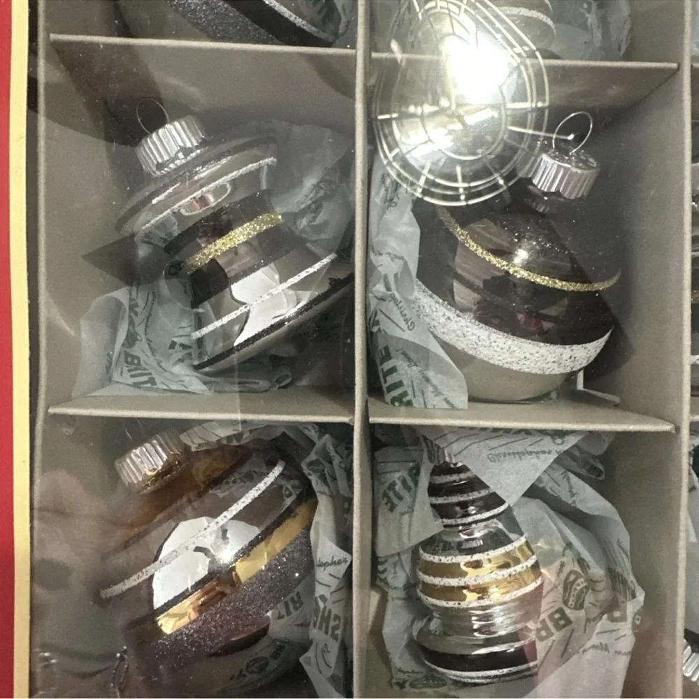 NEW RADKO SHINY BRITE Silver and Gold Glass Christmas Ornaments - 9